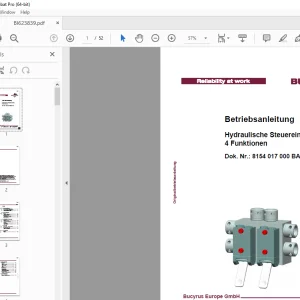 CAT Bucyrus Hydraulische Steuereinheit, 4 Funktionen Betriebsanleitung BI623839 PDF