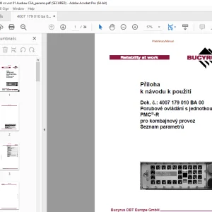 CAT Bucyrus Porubové ovládání s jednotkou PMC®-R pro kombajnový provoz Příloha k návodu PDF