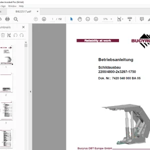 CAT Bucyrus Schildausbau 2200/4800-2x3297-1750 Betriebsanleitung BI622517 PDF