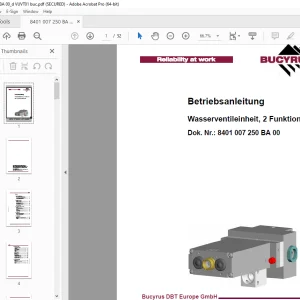 CAT Bucyrus Wasserventileinheit, 2 Funktionen Betriebsanleitung PDF