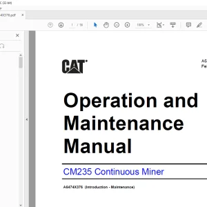 CAT CM235 Continuous Miner Operation and Maintenance Manual A6474X376 PDF