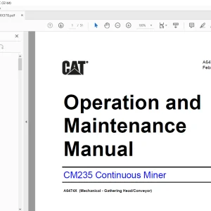 CAT CM235 Continuous Miner Operation and Maintenance Manual A6474X378 PDF
