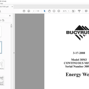 CAT Continuous 30M3 CONTINUOUS MINER Energy West Operation & Maintenance Manual