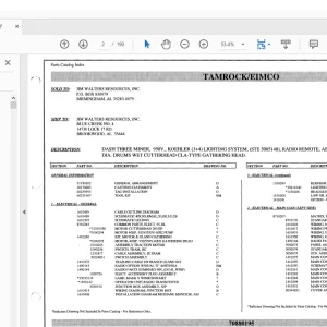 CAT Continuous Miner Dash Three Jim Walters Resources Blue Creek Mine Parts Manual - PDF DOWNLOAD