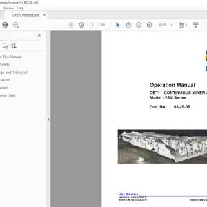 CAT DBT CONTINUOUS MINER 25M Series  Operation Manual - PDF DOWNLOAD
