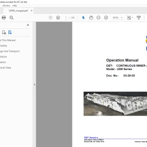 CAT DBT CONTINUOUS MINER 25M Series Operation Manual - PDF DOWNLOAD