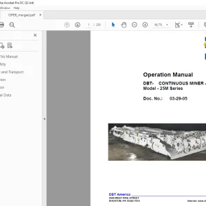 CAT DBT CONTINUOUS MINER 25M Series Operation Manual - PDF DOWNLOAD
