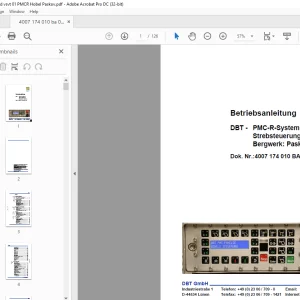 CAT DBT PMC-R-System Strebsteuerung Bergwerk: Paskow Betriebsanleitung - PDF DOWNLOAD