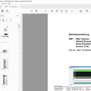 CAT DBT PMC System VShield Zentrale Streb-Visualisierung Version 10.46 Betriebsanleitung