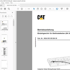 CAT Einziehgeschirr für Gleithobelketten (GH 38) Betriebsanleitung PDF