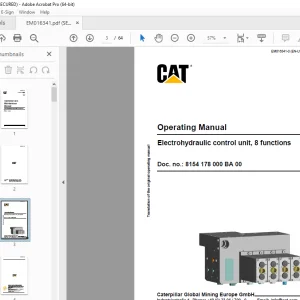 CAT Electrohydraulic Control Unit 8 Functions Operation & Maintenance Manual EM016341 PDF