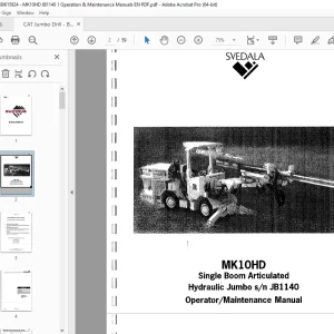 CAT Jumbo Drill MK10HD Operation & Maintenance Manual BI615924 PDF