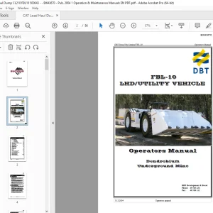 CAT Load Haul Dump DBT FBL-10 LHDUTILITY VEHICLE Operators Manual - PDF DOWNLOAD
