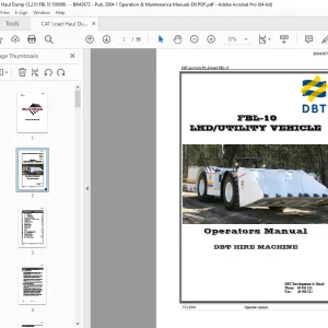 CAT Load Haul Dump DBT FBL-10 LHDUTILITY VEHICLE Operators Manual - PDF DOWNLOAD