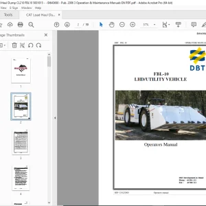 CAT Load Haul Dump FBL-10 LHD/UTILITY VEHICLE Operators Manual - PDF DOWNLOAD