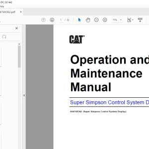 CAT Super Simpson Control System Display Operation and Maintenance Manual A6474X362