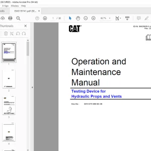 CAT Testing Device for Hydraulic Props & Vents Operation & Maintenance Manual EM019741 PDF