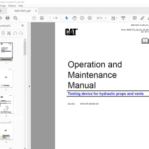 CAT Testing device for hydraulic props & vents Operation & Maintenance Manual EM019301 PDF