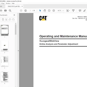 CAT VLongwallWeb View Online Analysis & Parameter Adjustment Operating Manual EM027872 PDF