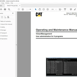 CAT VUserManagement User administration for V-programs Operating & Maintenance Manual EM027700 PDF