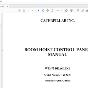 CATERPILLAR W33/72 DRAGLINE BOOM HOIST CONTROL PANEL MANUAL PDF
