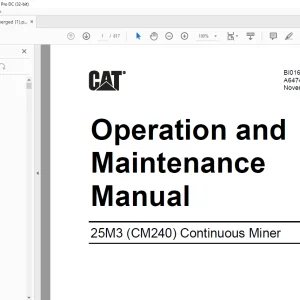 Cat 25M3 (CM240) Continuous Miner Operation and Maintenance Manual BI016222