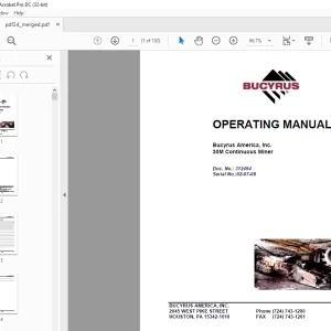 Cat BUCYRUS 30M Continuous Miner Operation Manual SN02-07-08 - PDF DOWNLOAD