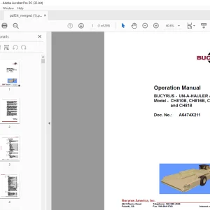 Cat BUCYRUS CH810B, CH816B, CH816LB, & CH818 Operation Manual A6474X211