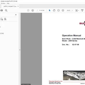Cat BUCYRUS CONTINUOUS MINER 25M Series Operation Manual BI631330 - PDF DOWNLOAD