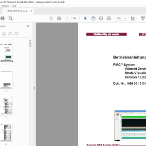 Cat BUCYRUS PMC-System VShield Zentrale Streb-Visualisierung Version 10.62 Betriebsanleitung