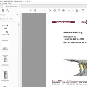 Cat BUCYRUS Schildausbau 1300/3100-2X5104-1750 Betriebsanleitung - PDF DOWNLOAD
