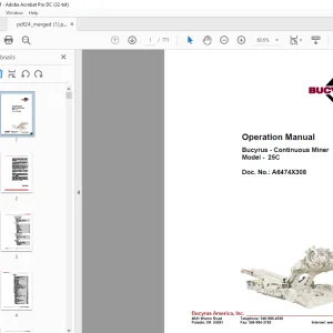 Cat Bucyrus 25C Continuous Miner Operation Manual A6474X308 - PDF DOWNLOAD