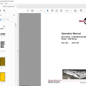 Cat Bucyrus 25M Series CONTINUOUS MINER Operation Manual - PDF DOWNLOAD