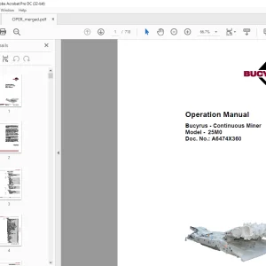 Cat Bucyrus 25M0 Continuous Miner Operation Manual -  PDF DOWNLOAD