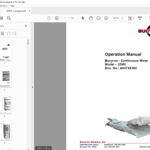 Cat Bucyrus 25M3 Continuous Miner Operation Manual A6474X347 - PDF DOWNLOAD