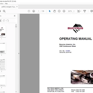 Cat Bucyrus 30M Continuous Miner OPERATING MANUAL 02-07-08- PDF DOWNLOAD
