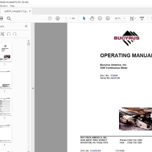 Cat Bucyrus 30M Continuous Miner Operation Manual - PDF DOWNLOAD