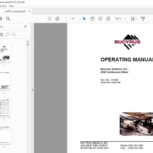 Cat Bucyrus 30M Continuous Miner Operation Manual 312494 - PDF DOWNLOAD