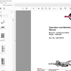 Cat Bucyrus 30M4-NP Continuous Miner Operation Manual A6474X337 - PDF DOWNLOAD