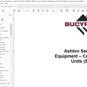 Cat Bucyrus Ashton Services Equipment – Crawler Units (Size 9) Operation & Maintenance Manual