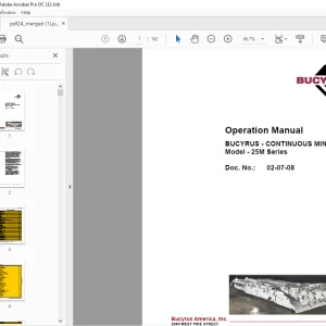 Cat Bucyrus Continuous Miner 25M Series Operation Manual - PDF DOWNLOAD