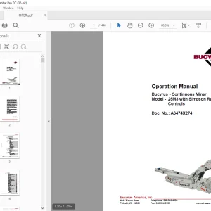 Cat Bucyrus Continuous Miner 25M3 with Simpson Radio Controls Operation Manual PDF