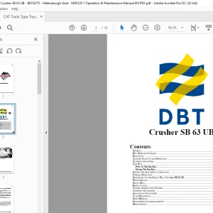 Cat Bucyrus DBT Crusher SB 63 UB Operation & Maintenance Manual - PDF DOWNLOAD