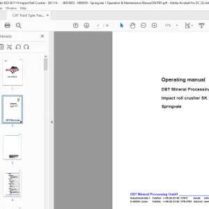 Cat Bucyrus DBT Mineral Processing Impact roll crusher SK 1114 Operating manual - PDF DOWNLOAD