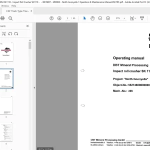 Cat Bucyrus DBT Mineral Processing Impact roll crusher SK 1118 Operating manual - PDF DOWNLOAD