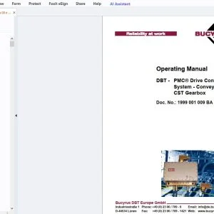 Cat Bucyrus DBT - PMC Drive Control System - Conveyor with CST Gearbox Operating Manual - PDF DOWNLOAD