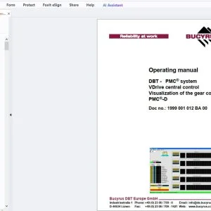 Cat Bucyrus DBT-PMC system VDrive central control Visualization of the gear control PMC-D Operating manual - PDF