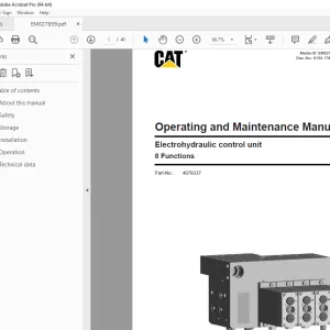 Cat Bucyrus Electrohydraulic control unit 8 Functions Operating & Maintenance Manual PN 4078337 PDF