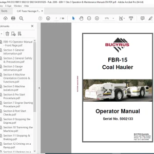 Cat Bucyrus FBR-15 Coal Hauler Operator Manual - PDF DOWNLOAD