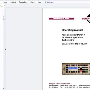Cat Bucyrus Face controller PMC-R for shearer operation Darkov mine Operating Manual - PDF DOWNLOAD